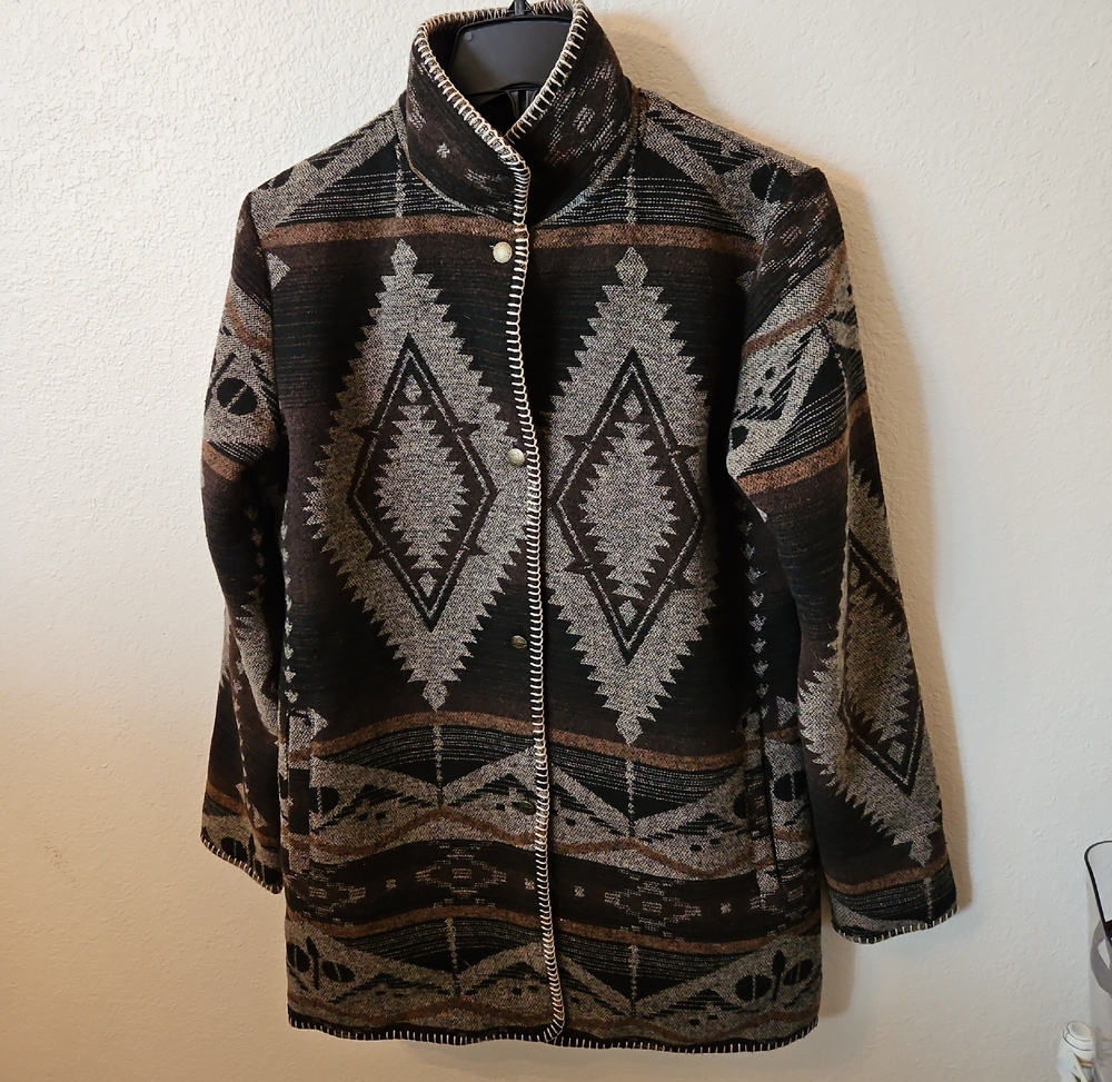 Women’s Brown Southwestern Pattern Utility Jacket